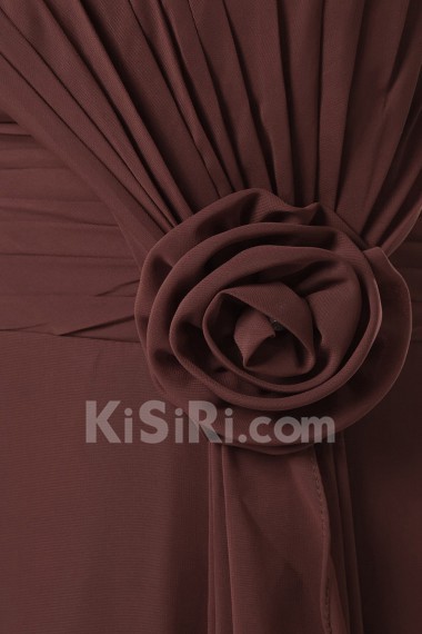 Chiffon Strapless Floor Length Empire Dress with Hand-made Flower