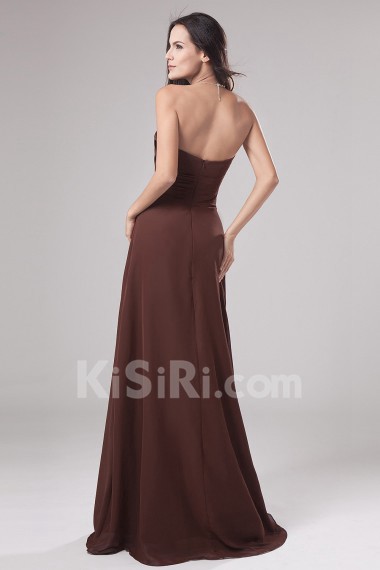 Chiffon Strapless Floor Length Empire Dress with Hand-made Flower