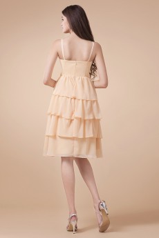 Chiffon Spaghetti Straps Short Dress with Hand-made Flower