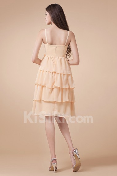 Chiffon Spaghetti Straps Short Dress with Hand-made Flower