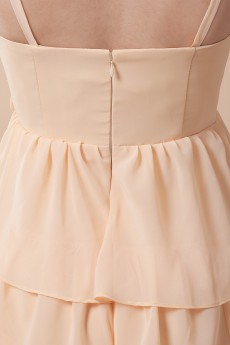 Chiffon Spaghetti Straps Short Dress with Hand-made Flower
