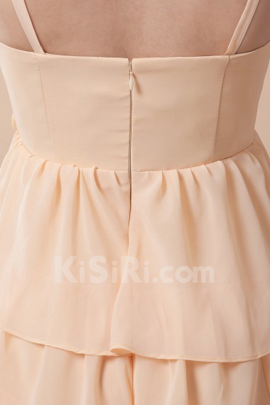 Chiffon Spaghetti Straps Short Dress with Hand-made Flower