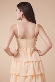 Chiffon Spaghetti Straps Short Dress with Hand-made Flower