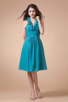 Chiffon V-Neckline Short A-line Dress with Drape