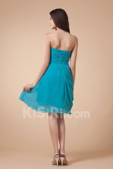 Chiffon Sweetheart Short Dress with Handmade Flower