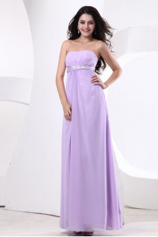 Chiffon Strapless Floor Length Empire Line Dress with Embroidery 