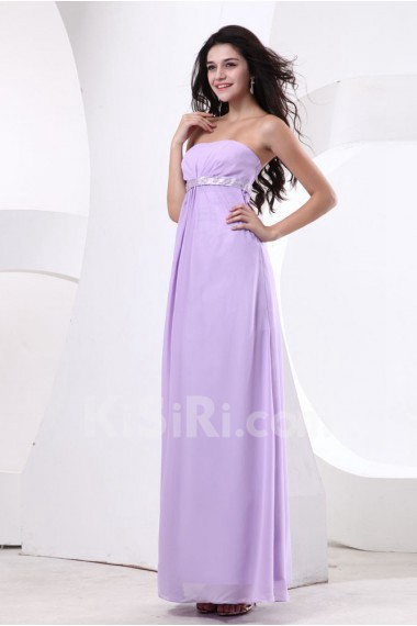 Chiffon Strapless Floor Length Empire Line Dress with Embroidery 