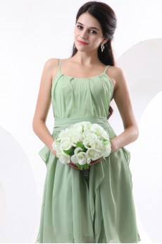Chiffon Spaghetti Straps Short Mini Dress with Ruffle