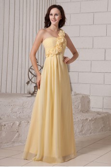 Chiffon One-Shoulder Floor Length A-line Dresss