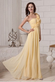 Chiffon One-Shoulder Floor Length A-line Dresss