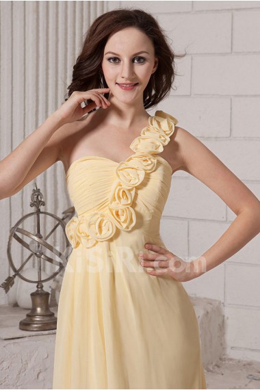 Chiffon One-Shoulder Floor Length A-line Dresss