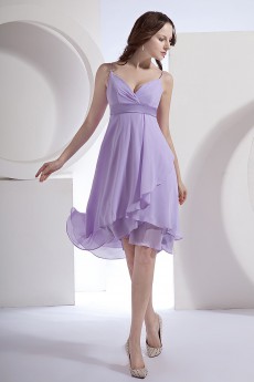 Chiffon Spaghetti Straps Short Dress with Sash