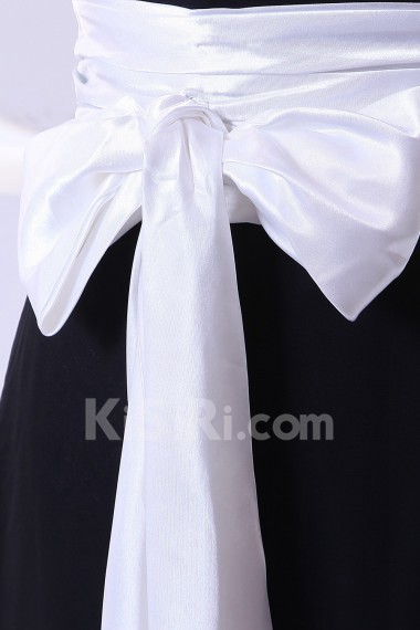 Chiffon Strapless Ankle-Length Column Dress with Sash