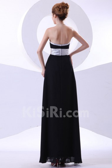 Chiffon Strapless Ankle-Length Column Dress with Sash