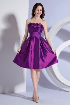 Taffeta Strapless Short Dress