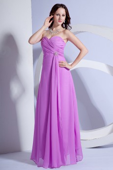 Chiffon Sweetheart Floor Length Column Dress with Ruffle