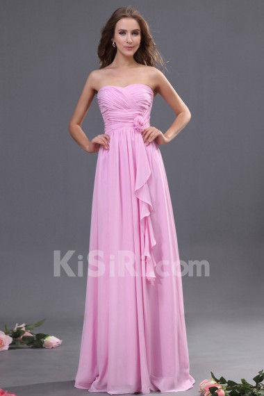 Chiffon Sweetheart Floor Length A-line Dress with Hand-made Flower