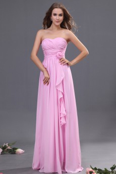 Chiffon Sweetheart Floor Length A-line Dress with Hand-made Flower