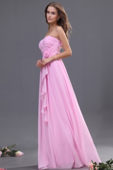 Chiffon Sweetheart Floor Length A-line Dress with Hand-made Flower