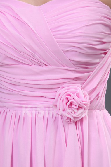 Chiffon Sweetheart Floor Length A-line Dress with Hand-made Flower