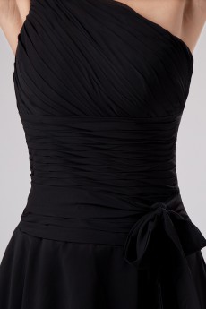Satin and Chiffon One-Shoulder Short Dress