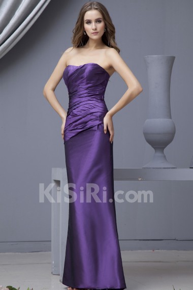 Taffeta Scoop Neckline Ankle-Length Sheath Dress with Ruffle