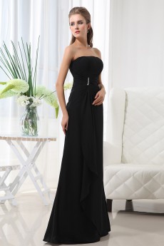 Chiffon Scoop Neckline Floor Length A-Line Dress with Ruffle