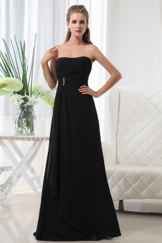 Chiffon Scoop Neckline Floor Length A-Line Dress with Ruffle