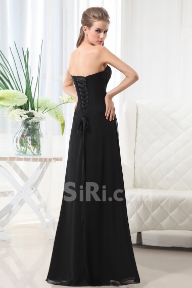 Chiffon Scoop Neckline Floor Length A-Line Dress with Ruffle