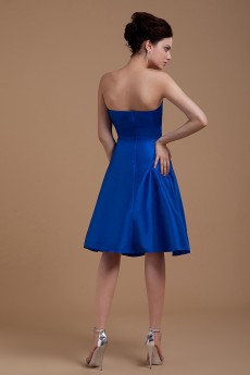 Satin Straps Neckline Short A-Line Dress with Manual Flower