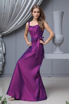 Taffeta Straps Neckline Floor Length Empire Dress with Bow