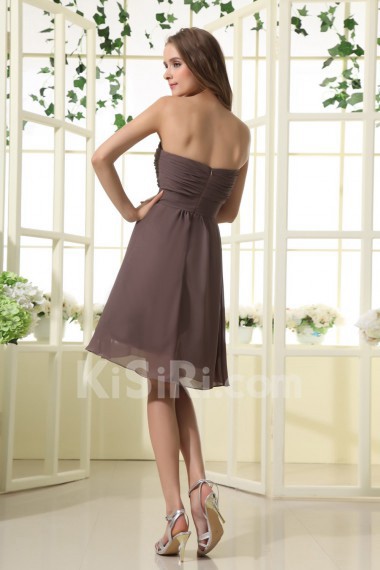 Chiffon Scoop Neckline Short A-line Dress with Ruffle