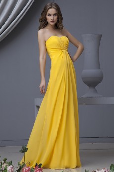 Chiffon Sweetheart Floor Length A-line Dress with Ruffle