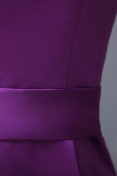 Satin Round Neckline Floor Length Sheath Dress with Ruffle