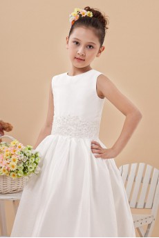 Satin and Tulle Bateau Neckline Ankle-Length Ball Gown Dress with Embroidery