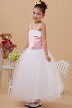 Taffeta and Organza Jewel Neckline Ankle-Length Ball Gown Dress with Ruffle