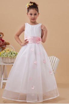 Taffeta and Organza Jewel Neckline Ankle-Length Ball Gown Dress