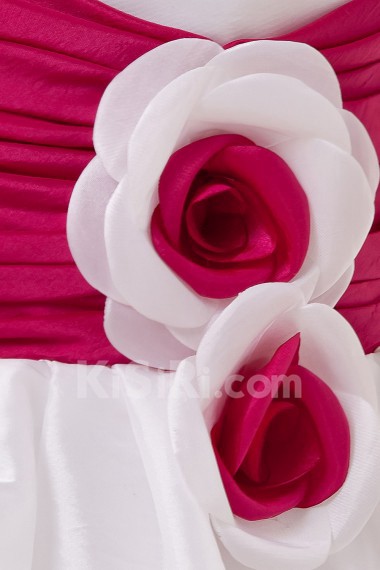 Satin Jewel Neckline Tea-Length A-line Dress