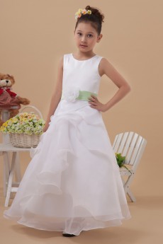 Organza Jewel Neckline Ankle-Length A-line Dress