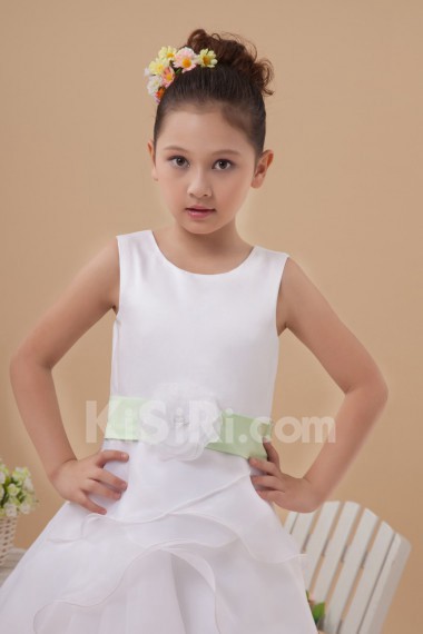 Organza Jewel Neckline Ankle-Length A-line Dress