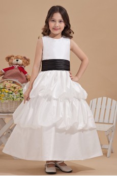 Satin Jewel Neckline Ankle-Length Ball Gown Dress with Bow