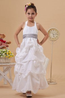 Taffeta Halter Neckline Ankle-Length A-Line Dress