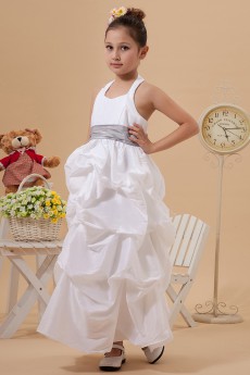 Taffeta Halter Neckline Ankle-Length A-Line Dress