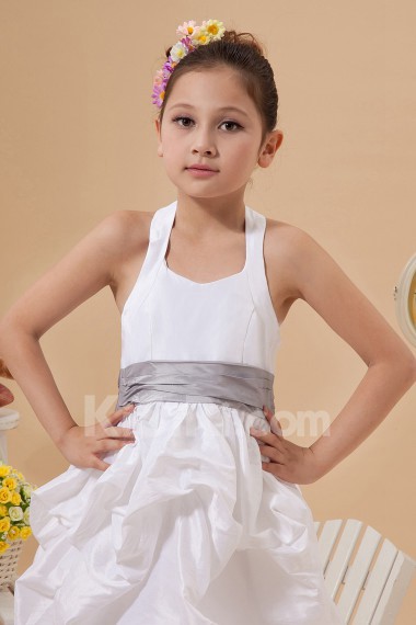 Taffeta Halter Neckline Ankle-Length A-Line Dress