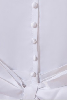 Organza and Satin Jewel Neckline Ankle-Length A-Line Dress with Bow