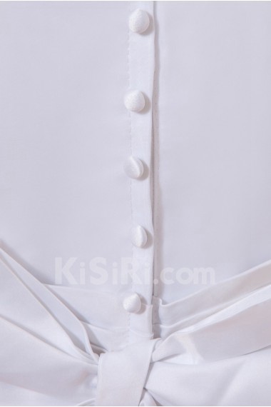 Organza and Satin Jewel Neckline Ankle-Length A-Line Dress with Bow