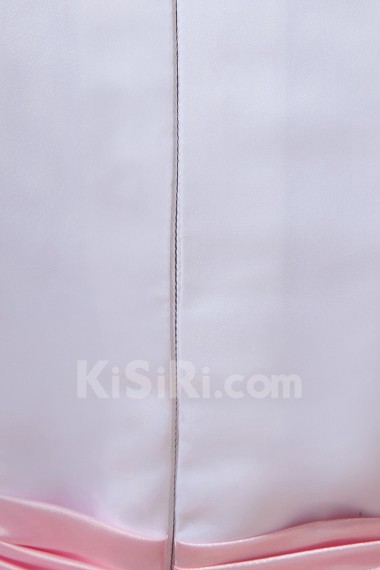 Satin and Organza Jewel Neckline Floor Length A-Line Dress with Bow