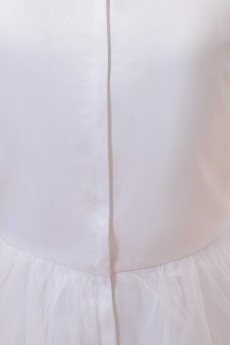 Satin and Tulle Jewel Neckline Floor Length A-Line Dress