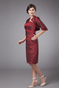 Taffeta Strapless Short Sheath Dress with Jacket