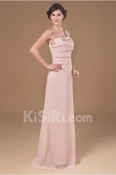 Chiffon Straps Neckline Floor Length A-line Dress